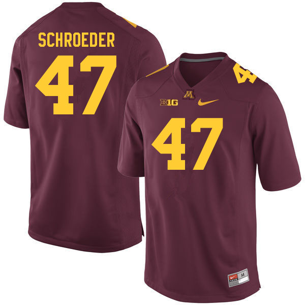 Men #47 Wyatt Schroeder Minnesota Golden Gophers College Football Jerseys Sale-Maroon